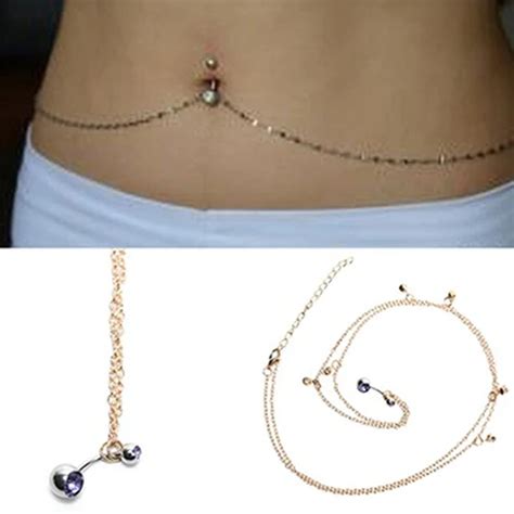 belly chain navel piercing|sexy waist beads.